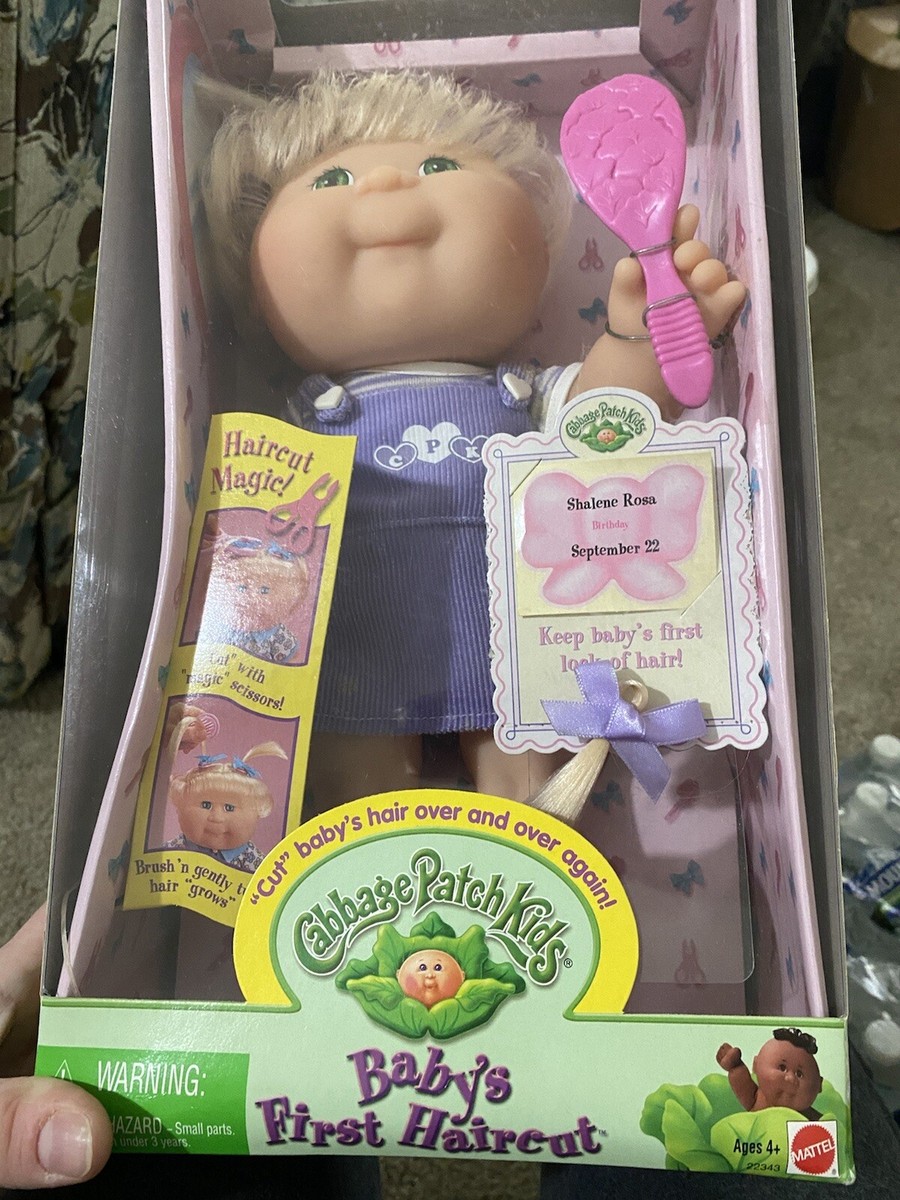 NIP ベビーナーサリー イエロー ヴィンテージ プラスチック ジャーセット NIB Cabbage Patch Kids Baby's First Haircut Doll Blond Hair Dollie