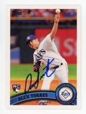 SIGNED BASEBALL CARD AUTO 2011 TOPPS ALEX TORRES #US302 TAMPA BAY RAYS ROOKIE RC