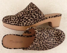 NIB MADEWELL Women's BELLA CLOGS DOTTED CALF HAIR LEATHER DRIFTWOOD GREY MULTI 7