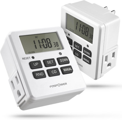 7 Day Digital Timers Electrical Outlets Indoor Heavy Duty Dual Programmable