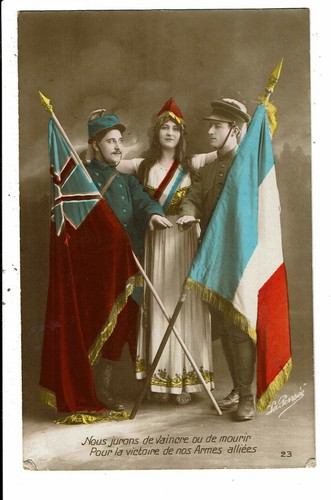 CPA-Carte Postale -France- Une femme entourée de 2 soldats-Nous jurons de vaincr - Imagen 1 de 2