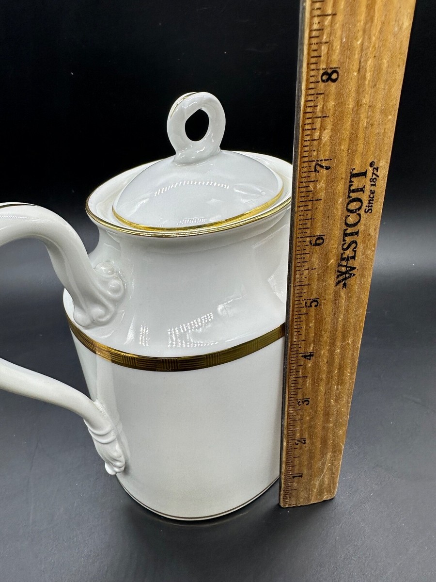 VINTAGE RICHARD GINORI DORATO TEA COFFEE CHOCOLATE POT WHITE GOLD