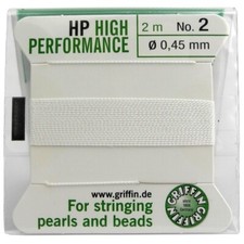 HP HIGH PERFORMANCE WHITE SILK STRINGING THREAD 0.45mm GRIFFIN SIZE 2 - FT712