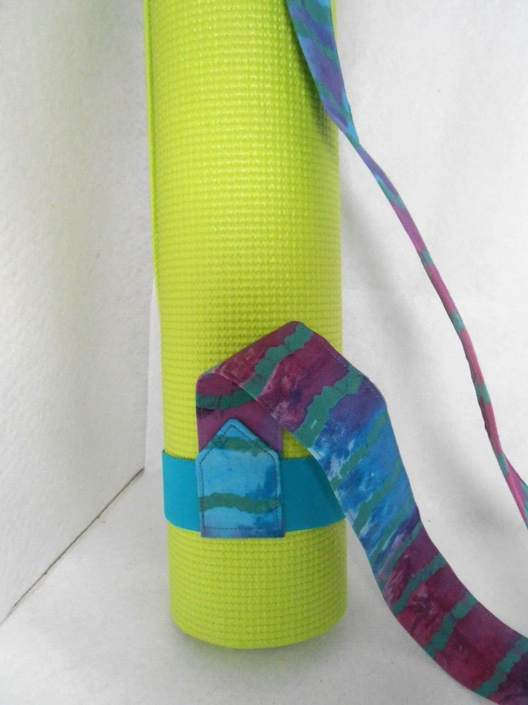 Yoga Mat Carrier with Elastic Bands in Turquoise Batik Print