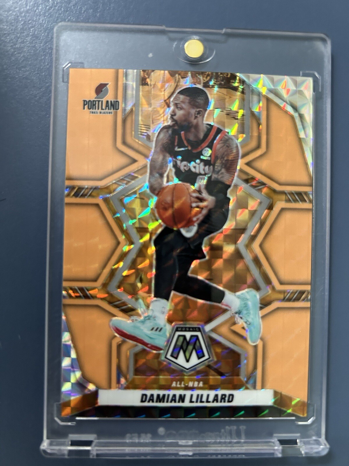 2021-22 Panini Mosaic Damian Lillard Orange Fluorescent /25 #287