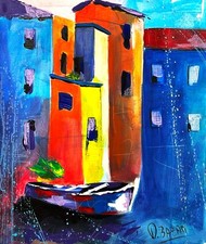 Dario Bazan (1974, Argentina) "Barche" 2025, acrilico su tela 60x50 cm