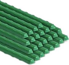 Garden Stakes 48 Inches Sturdy Green Plant Sticks 25 Pack Metal Tomato Stake
