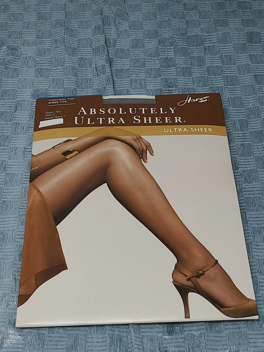 Hanes Absolutely Ultra Sheer Pantyhose Control Top Toe Stockings Barely Black