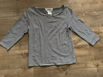 Carlisle Half Sleeve Striped Shirt Women's Medium Nautical Black White