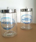 Vintage GRAFCO Apothecary Jar Set Of 5 Glass w/ Stainless Steel Lids Sundry  — photo 4