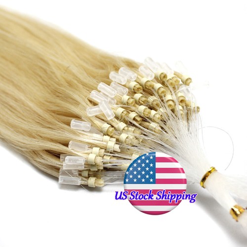 Micro Ring Loop Tip Remy Human Hair Extensions Silky Straight Micro Bead Link US - Picture 51 of 84
