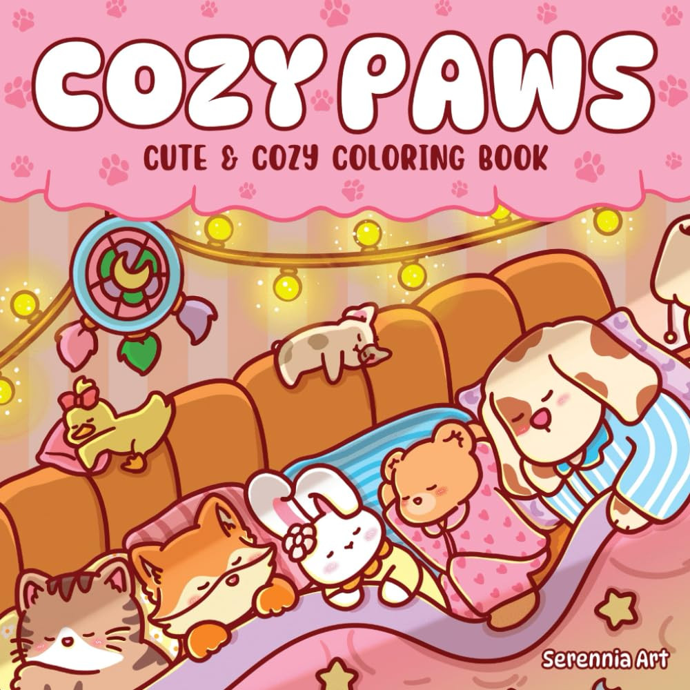 Cozy Paws - a Relaxing Coloring Book for Adults & Teens: Sweet Animal Friends Li