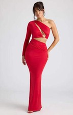 Oh Polly Womens Red Maxi Dress Zip Closure RRP £70