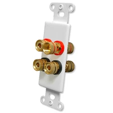 OEM Systems Pro-Wire Jack Plate (Solderless 4 Binding Posts), White (IWM-4BPG-w)