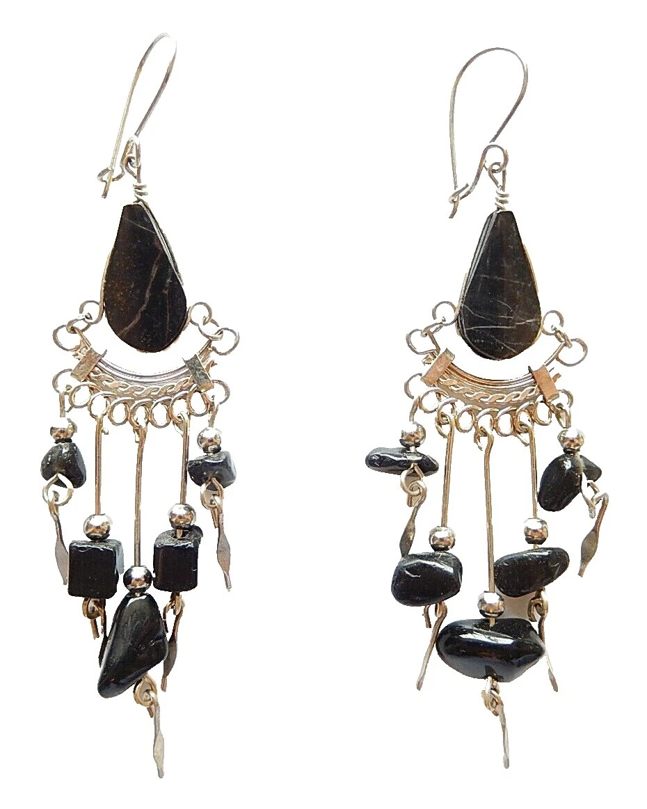 Piedra de ónix Pendientes hechos a mano