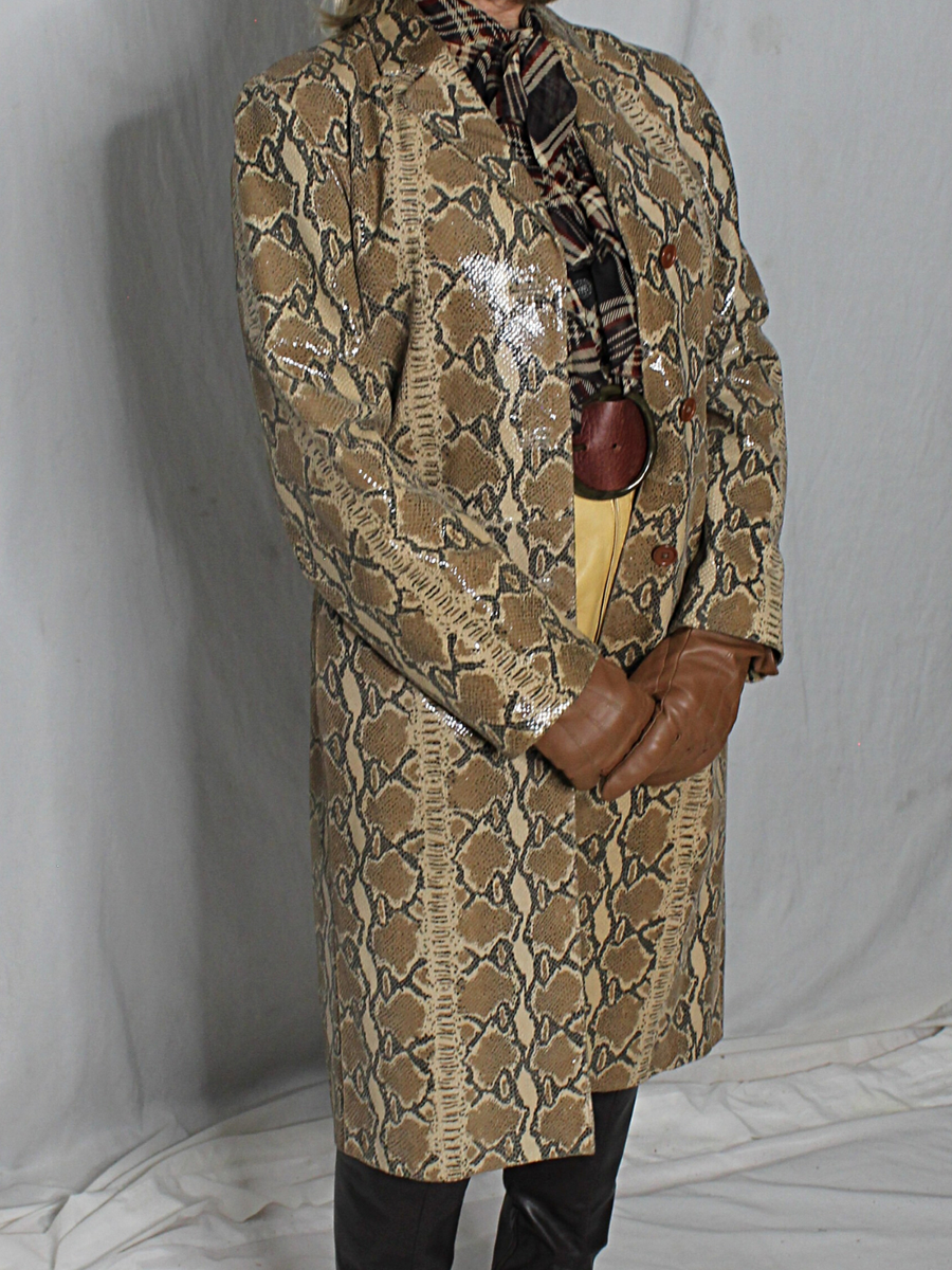 Womens Leather Snakeskin Coat M INC Patent animal print vintage 