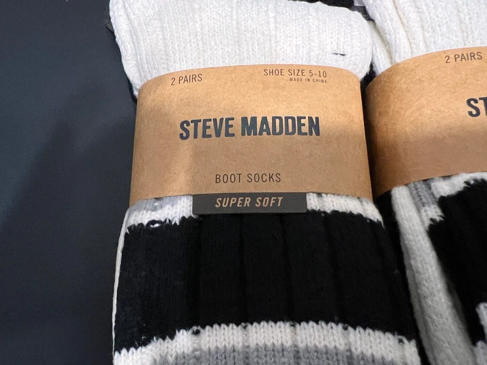 Steve Madden Hombres CALCETINES DE BOTA DE TRIPULACIÓN Negro Marfil Gris TALLA 5 - 10 6 Pares NUEVOS $66 Foto 2 de 4