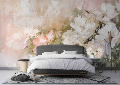 #ad 3D Floral Rural Oil Painting Self adhesive Removeable Wallpaper Wall Mural AU $109.99