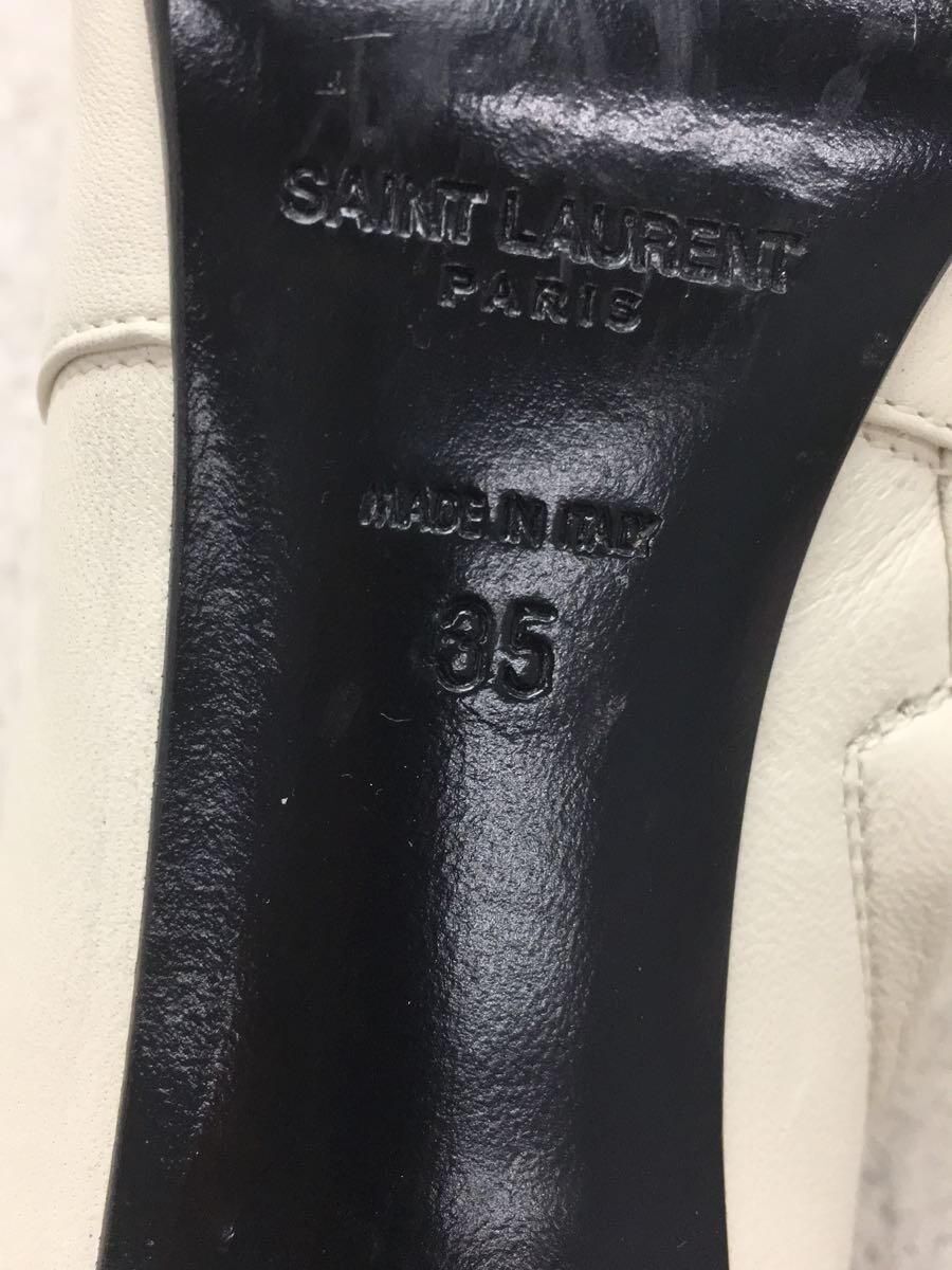 STIVALI CORTI SAINT LAURENT ZIP LATERALE 35 PELLE BIANCA 632473 Usati