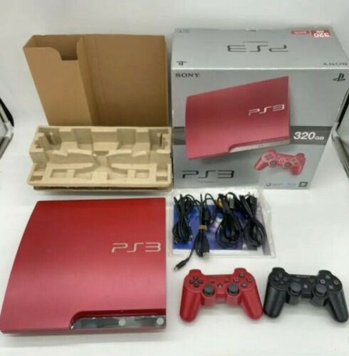 SONY PS3 PlayStation 3 320GB CECH-3000B Scarlet Red Console Controller BOX  SET