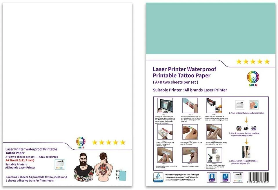 Laser Printable Waterproof Water Transfer Temporary Tattoo Paper Easy Apply