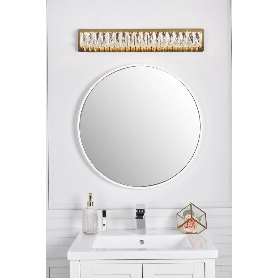 Wall Sconce Crystal Dining Room Bathroom Goldish Vanity Light Fixture 24" - Image 4 of 4