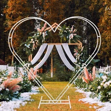 Metal Heart Shaped Wedding Arch Backdrop Stand White for Wedding Ceremony Decor!
