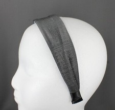 Silver Black headband 1 5/8" wide shiny satin fabric covered hair band no teeth