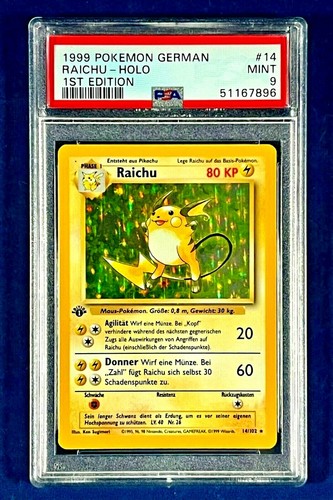 🔥👀📈 1999 Pokémon GERMAN Raichu Holo 1st Edition Graded PSA MINT 9! 👀🔥📈
