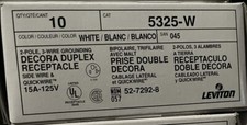 LEVITON 5325-W DECORA DUPLEX RECEPTACLE WHITE 10-PACK