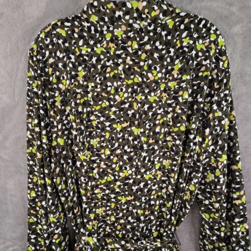 Chico’s 3.5 Maxi Shirt Dress Size XL/18 Olive Green Abstract Dot Office Career - Picture 14 of 18