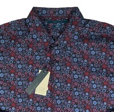Men's PERRY ELLIS Red Blue Black Circles Shirt 2XLT NWT NEW Stretch SLIM FIT
