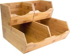 Stackable Bamboo Storage Bins for Pantry Organization - Set of 3