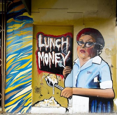 Lunch money mural on Melrose Avenue, , an internationally renowned shopping