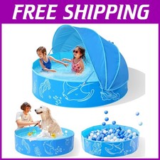 Shade Canopy Kiddie Pool: 47in Water Play Tent for Toddlers