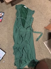 Urban Outfitters Size Xs Green Wrap Around Dress With Ruffles