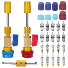31Pcs/Set R134A High Low Pressure AC Valve Core Quick Remover Installer Tool Kit