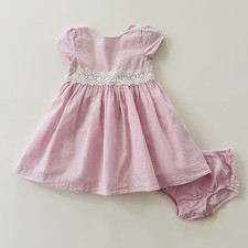 Ralph Lauren 24 Months Baby Girl Pink Seersucker Party Dress Lace Waistband