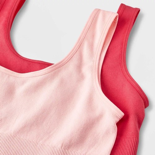 Art Class 2 Pack Girls Seamless Scoop Bra in Pink & Coral, Small - Picture 2 of 3