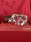 NIB FLAWLESS Clear BACCARAT France Art Crystal WALL STREET BULL BUFFALO Figurine