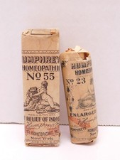 2 Antique Humphrey's Homeopathic Medicines #55 Indigestion #23 Enlarged Glands