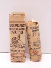 2 Antique Humphrey's Homeopathic Medicines #55 Indigestion #23 Enlarged Glands