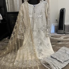 Pakistani Indian Shalwar Kameez Dress Net Embroidered Bust 42