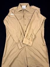 Vintage British Army Shirt Mens 38 Khaki Long Sleeve Collared Button Up Military