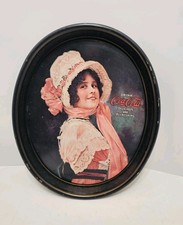 Vintage Coca-Cola Memorabilia Metal Oval Serving Tray w/ 1914 Betty Girl Design