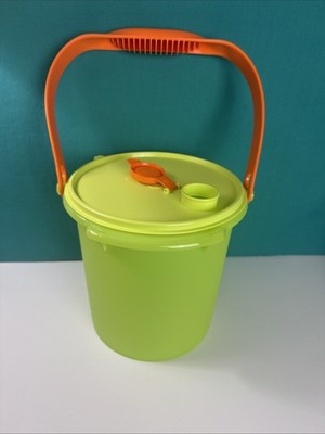 Tupperware Bucket Jug Container With Handle 12.5 cup / 5L On The Go Green Orange