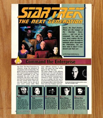 Star Trek the Next Generation Game Boy - Video Game Print Ads Poster Art 1993