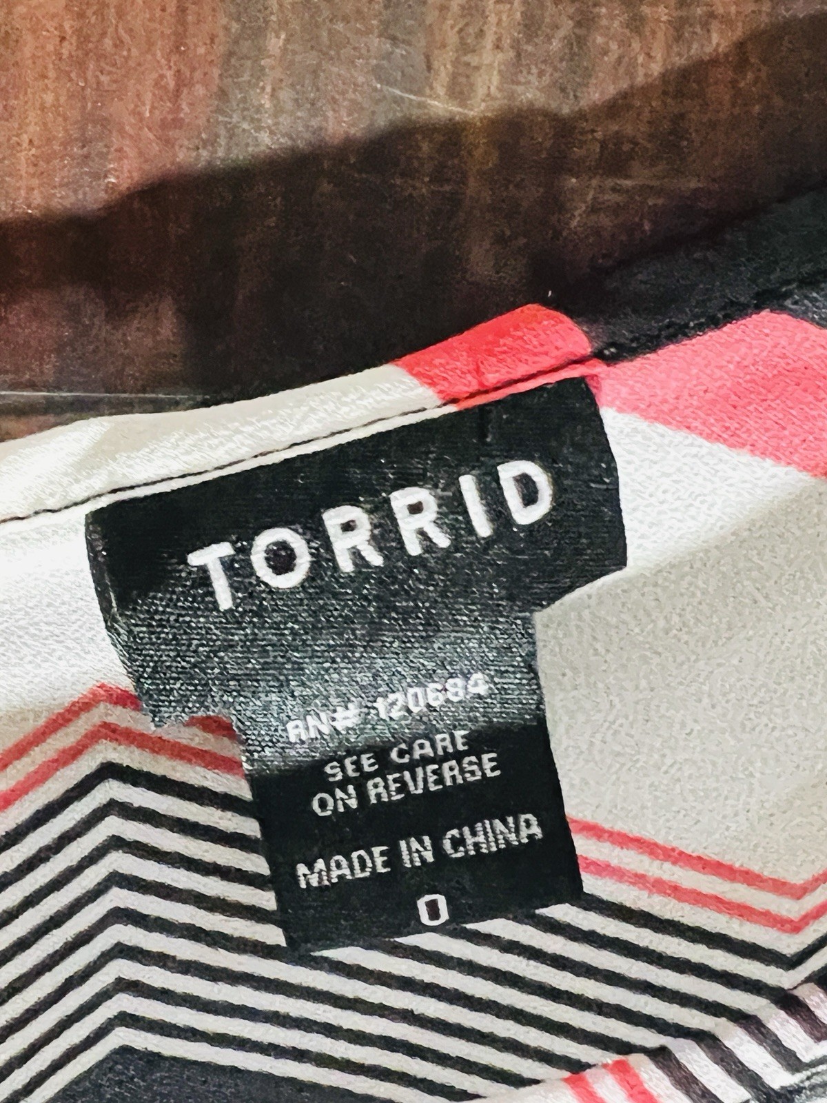TORRID Sheer Blouse Chevron Pattern Button Back W… - image 3