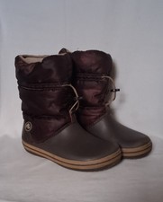 Women's Brown Croc Crocband Fleece Lined Winter Puff Rain/Snow Boots UK Size 8