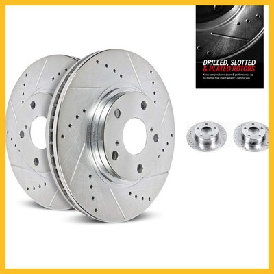 Power Stop EBR1009XPR Rear Evolution Drilled & Slotted Rotor Pair For Audi A6 Qu